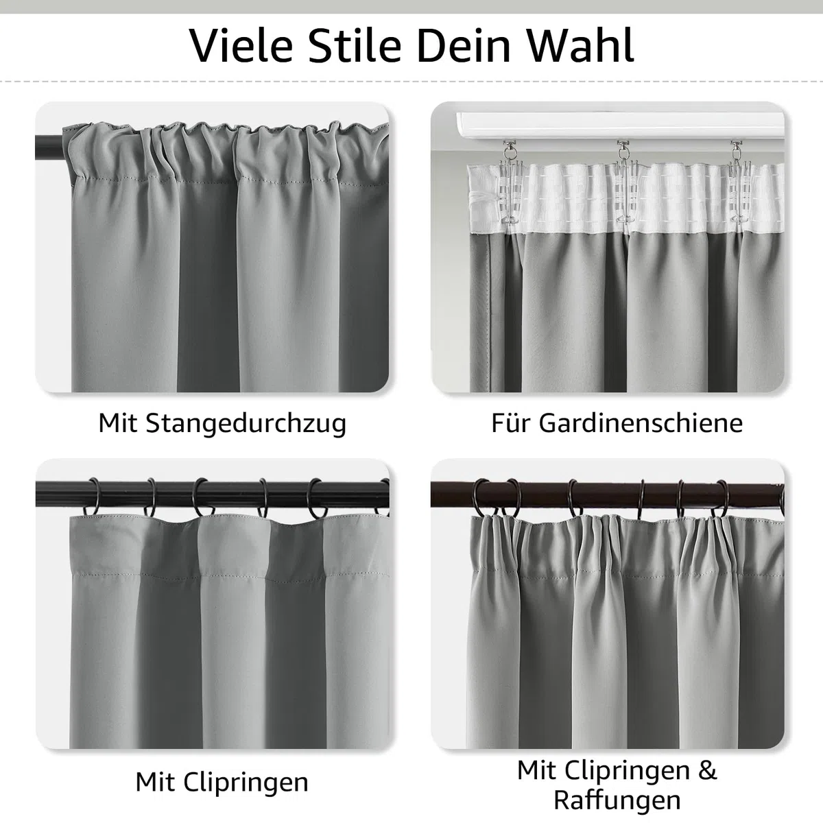 TOPICK Vorhänge Blickdicht Wohnzimmer Gardinen mit Kräuselband Verdunklungsvorhänge Blackout Curtains 175x140 cm 2er Set Vorhänge Schlafzimmer Gardinen für Schienensystem Übergardinen Hellgrau