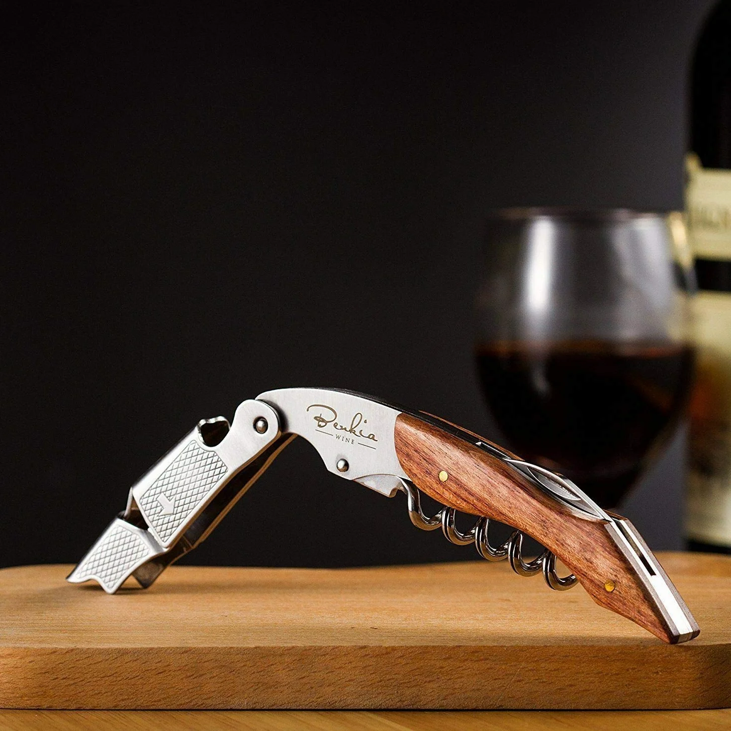 Kellnermesser - Gratis Wein-Ratgeber Ebook - Profi Korkenzieher aus Edelstahl in Gastronomie Qualität mit Flaschenöffner & Folienschneider