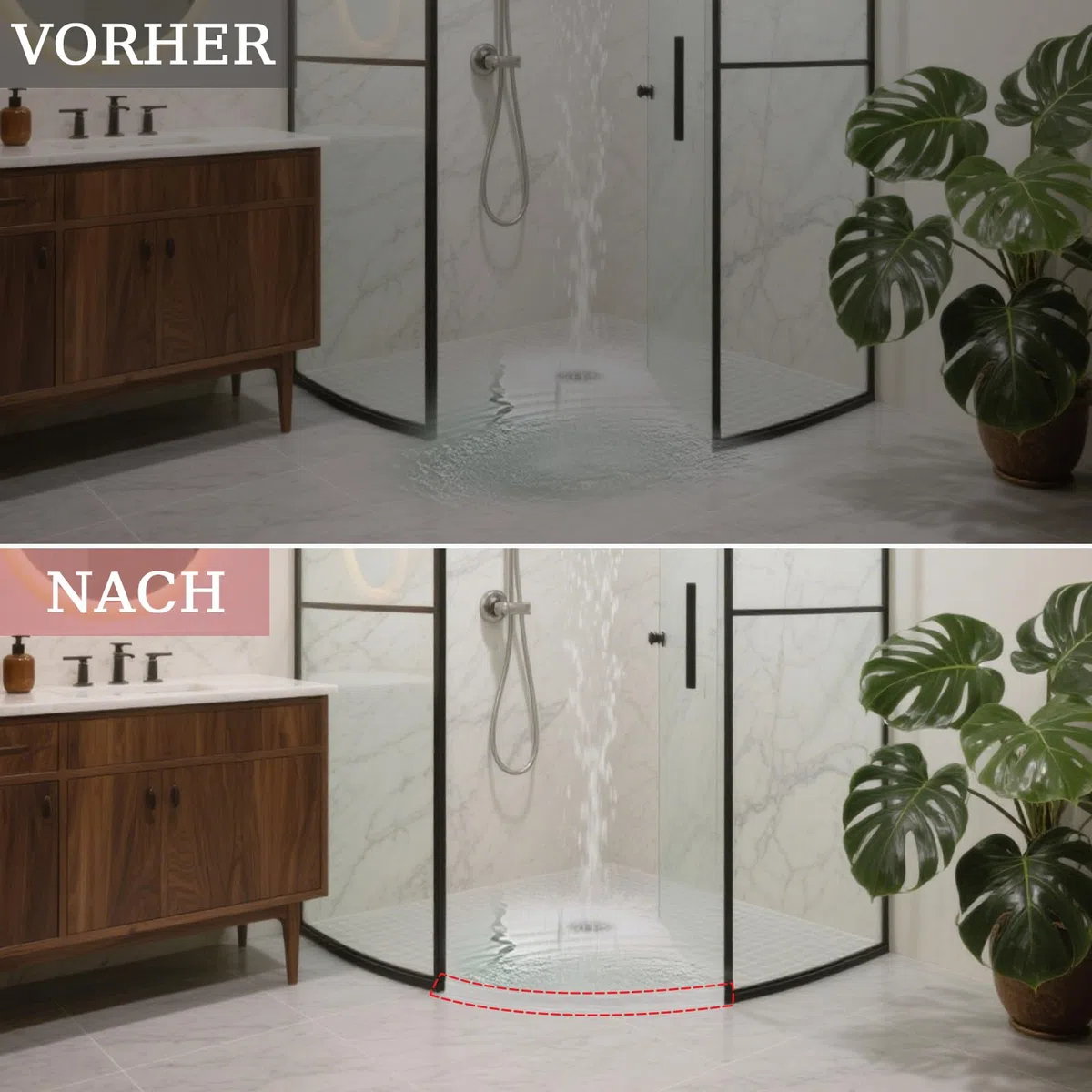 alophoty 100cm Schwallschutzleiste Dusche Selbstklebend Transparent - Silikon Wasserstopper Dusche Boden, Nass-Trocken-Trennung für Bad und Küche, Einfache Montage
