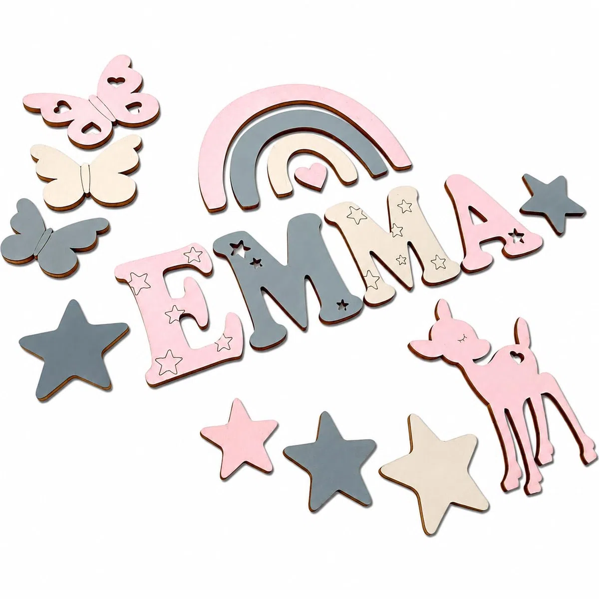 Traumwelten-Zimmermann Holzbuchstaben Kinderzimmertür – Personalisierter Name aus Holz für Tür & Wand – Babyzimmer Wanddeko – Geschenk zur Geburt, Taufe & Geburtstag