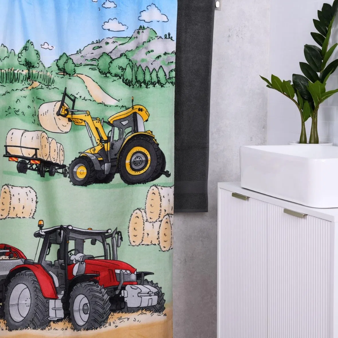 Herding Klaus GmbH Traktor Velourstuch, Mehrfarbig, 75 x 150 cm