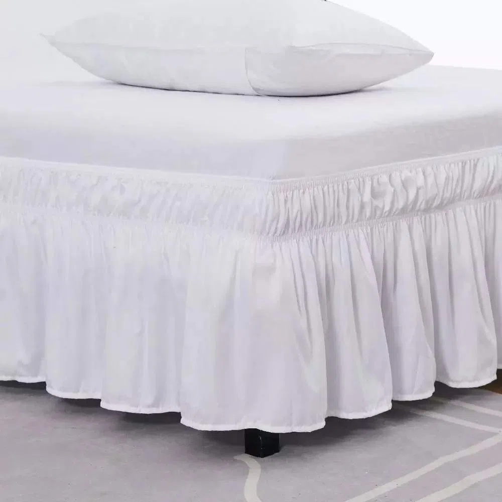 Bettrock mit Rüschen Weiß/Beige/Grau Elastischer,seidig weich und faltenfrei, klassischer, stilvoller Look in Ihrem Schlafzimmer (Color : White, Size : 120 * 200+38cm)