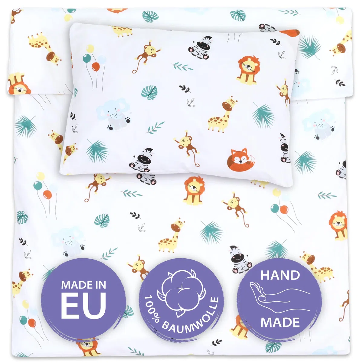 Kinderbettwäsche Baby Bettwäsche 90x120 cm aus Baumwolle - Kinder Set von Duvet Cover 90 x 120 und Kissenbezug 40x60 cm Junge und mädchen babybettwäsche bettbezug für Kleinkind Oeko-Tex