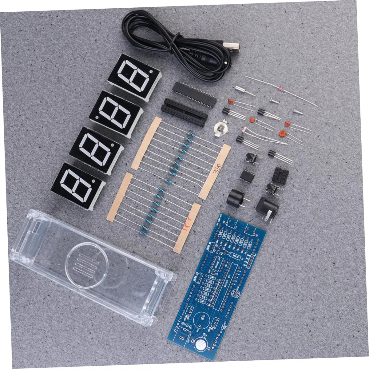 Amosfun Chip Mikrocomputer Uhr Selbstgemacht Bausatz mit Digitaler LED Anzeige Kunststoffgehäuse Einfache Bedienung für Heimwerker und Elektronikprojekte