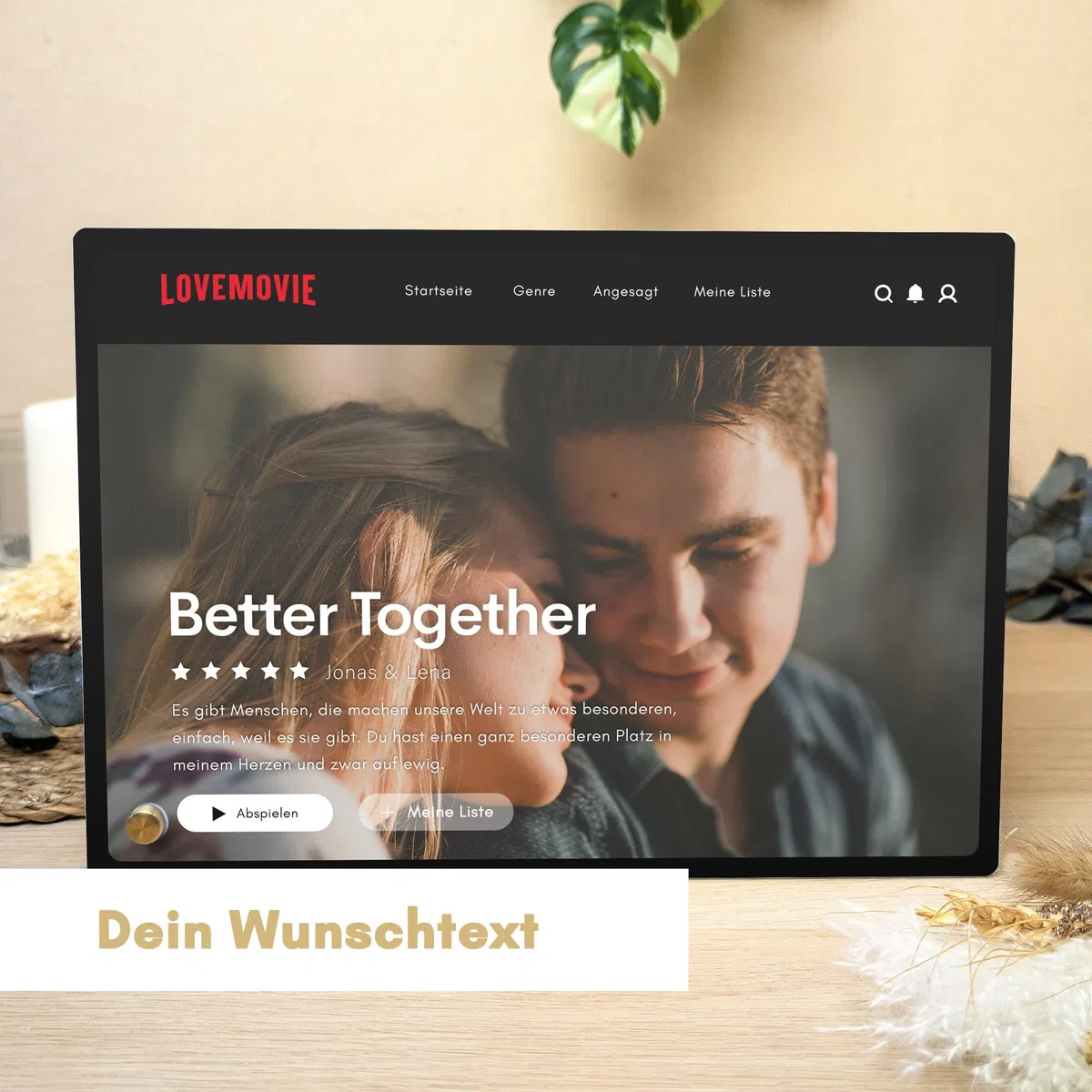 Elbeffekt Lovestory Geschenk Holzbild - Foto Geschenk - personalisierbar zum Hinstellen/Aufhängen opt. beleuchtet personalisierte geschenke, männer geschenke, Love - personalisierte Geschenkidee