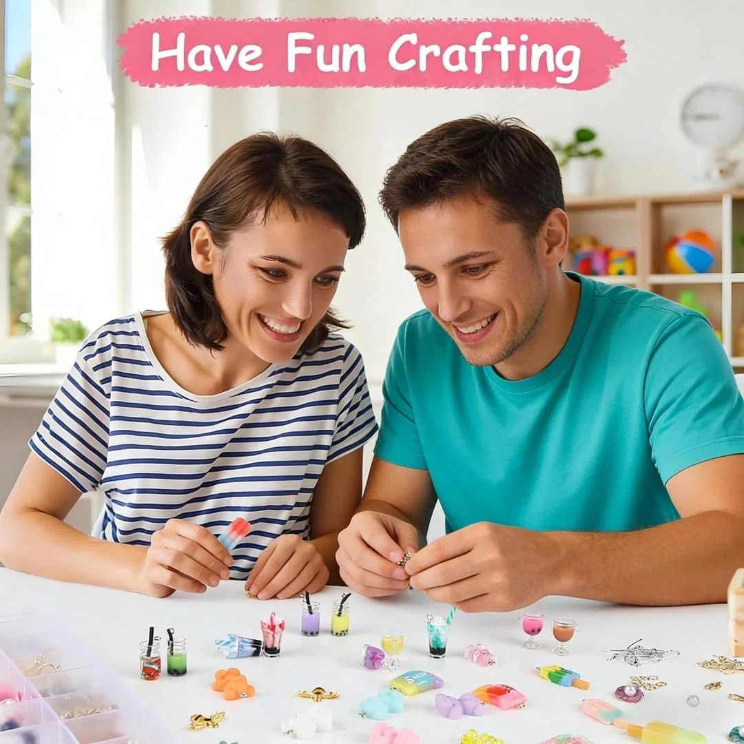 207 Stück Charms Anhänger Set, Schmuck Selber Machen Sets mit Aufbewahrungsbox, Ohrringe Selber Machen Set Bubble Tea Schmetterling Bär, Geschenke für Mädchen für DIY Armband Halsketten Schmuck