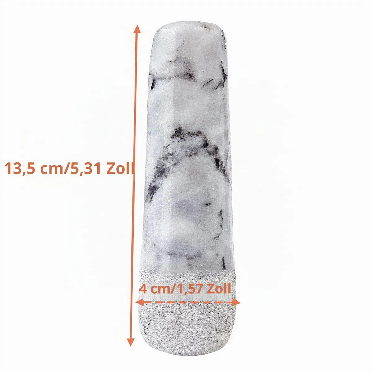 Marmor-Ersatzstößel, nur 13,5 cm, polierter Steinstößel (Mörser ist nicht im Lieferumfang enthalten) (hellgrau-weiß)