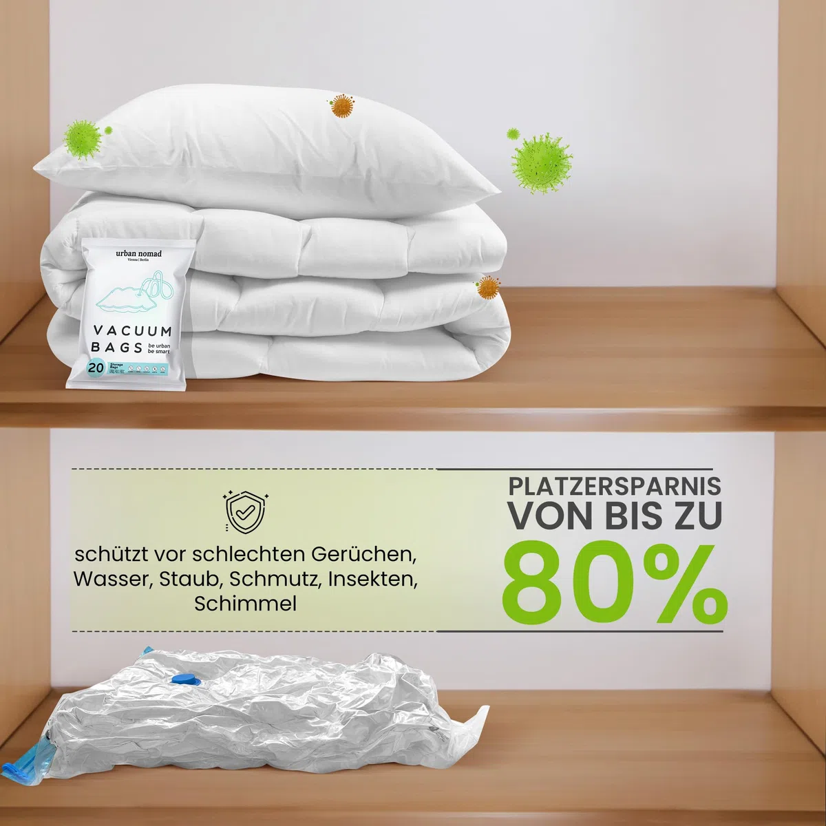 Vakuumbeutel Kleidung 12er Set 3 Größen - Vakuum Beutel für Staubsauger Wiederverwendbar 100% Dicht & Robust | Reise Kompressionsbeutel Kleiderbeutel Aufbewahrungsbeutel Vakuumtüten Kleidersack XL