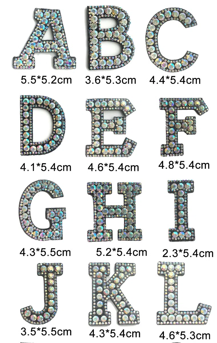 26PCS Pearl Glitzer Strass Alphabet Aufkleber Iron On Patches Applique A-Z Bling Strass Buchstaben Aufnäher Patches Applikation White Pearl Englischer Buchstabe Alphabet Applikation