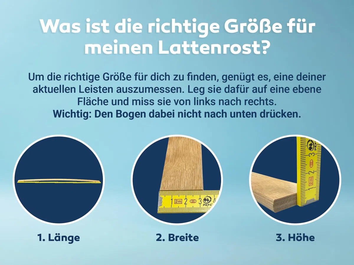 Betten-ABC – Ersatz Federholzleisten – 5er Set – Länge für 90 cm (880 mm) – Breite 34 mm – für viele gängige Lattenroste geeignet – Farbe Natur - hergestellt aus Schichtholz in Deutschland
