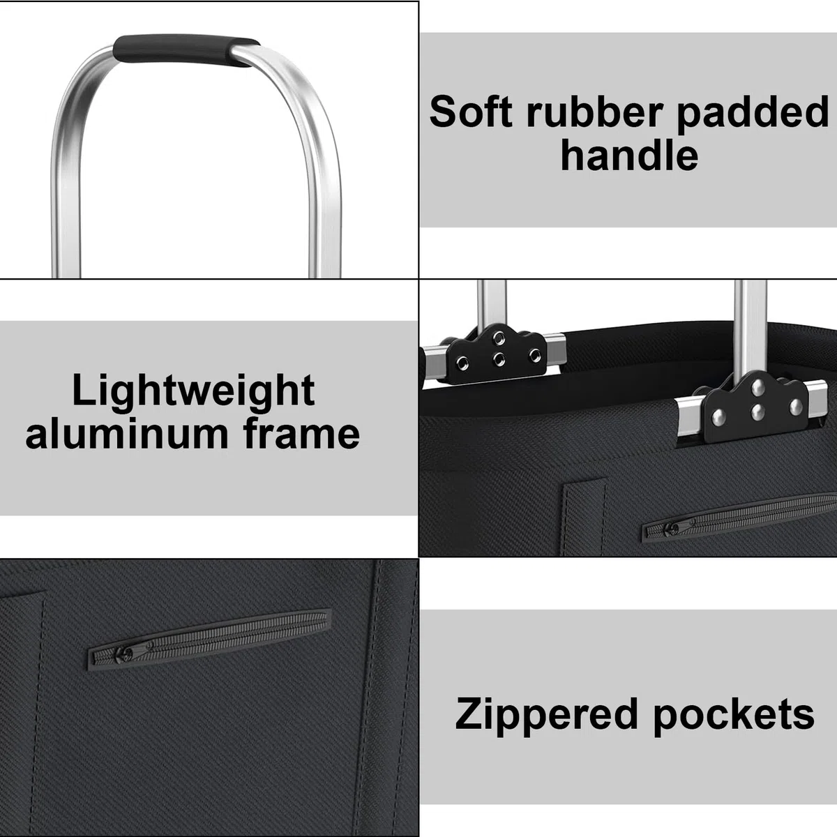 Einkaufskorb Faltbar 30L Groß Einkaufskorb Picknickkorb Tragekorb, Praktischer Klappkorb Einkaufstasche mit Aluminiumgestänge Tragegriffen, Familie Einkaufstasche für Camping Picknick Reisen Einkaufen