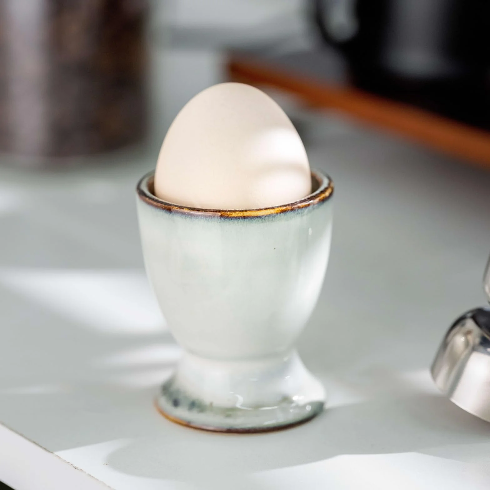 Eierbecher 6er Stück Set Eierhalter Eierständer Porzellan aus Keramik cm für Jeden Frühstückstisch Hart und Weichgekochten Eiern Grau Hellgrau