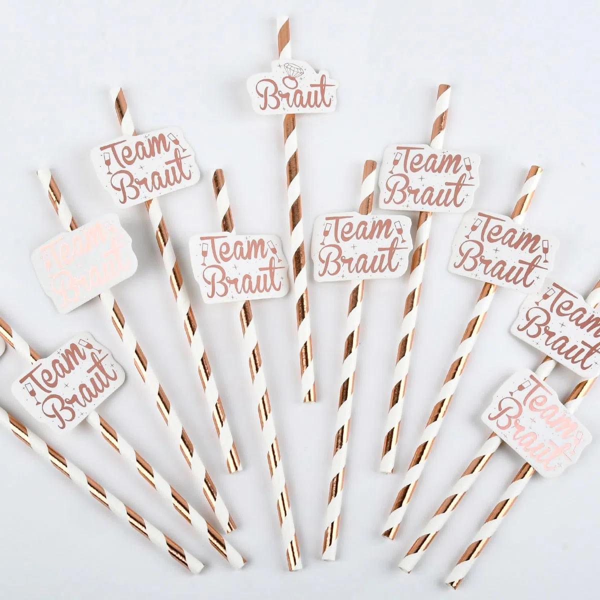 16 Set JGA Becher Braut Team Tassen,JGA Becher Bride Tribe Cups mit 16 Team Braut Strohhalme,20 JGA Bride to be Tattoo,Rose Gold Bridal Dusche Tassen,Bachelorette Party Cups für Verlobungsfeier