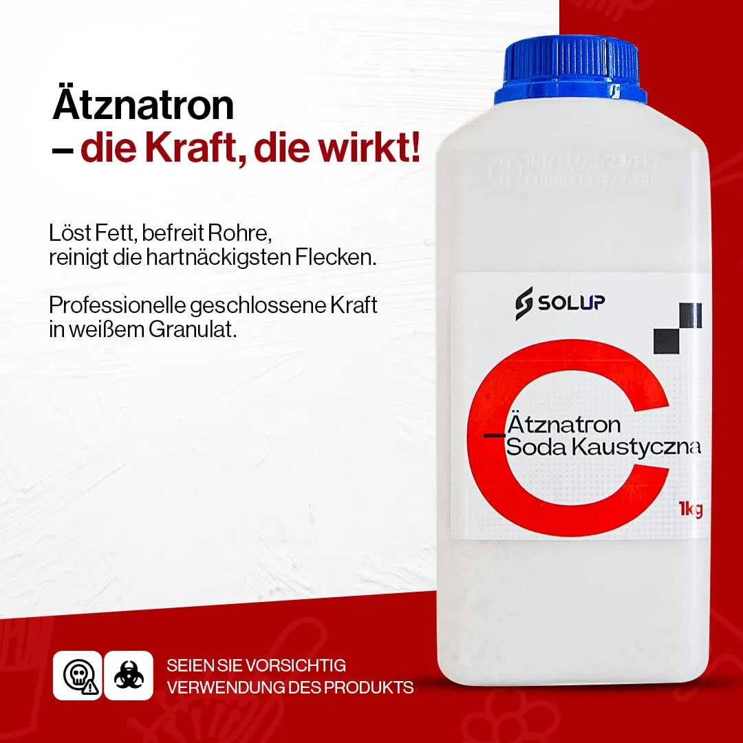 Ätznatron 1kg >99% Reinheit NaOH I Sodium Hydroxide I Natriumhydroxid für Seifenherstellung Reinigung und Entfettung I Caustic Soda I Hochreines I Natronlauge