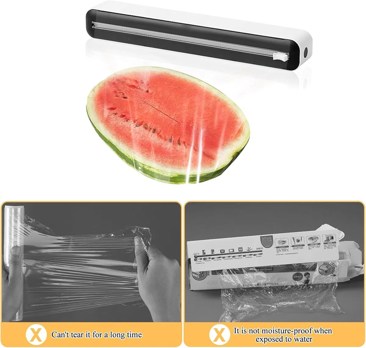 Frischhaltefolienspender mit Cutter - Magnetisch & Klebe, ohne Bohren, Folienschneider für Frischhaltefolie & Alufolie, Alufolienspender Schublade Für Küche (2 Stück)