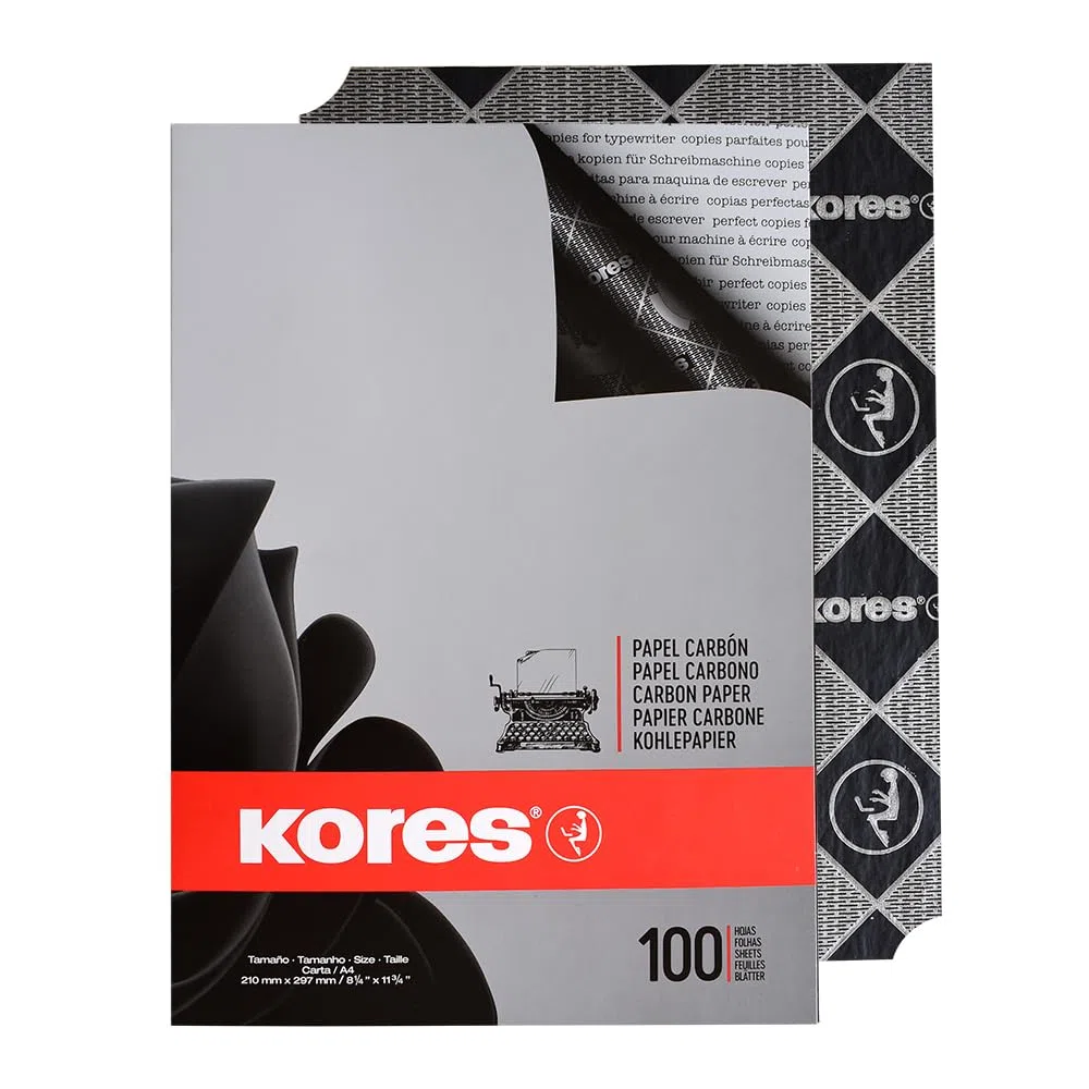 Kores KD78492 Kohlepapier Carbon A4 100 Blatt, schwarz