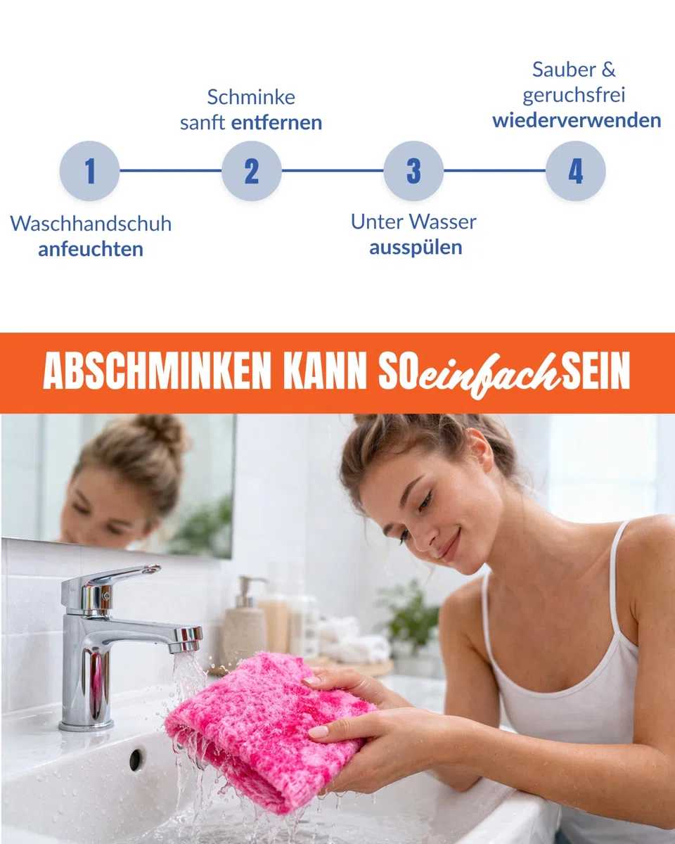 Waschhandschuh Naturfaser, ohne Chemie, Gesicht & Körper, Pink | Waschlappen, Peeling-Handschuh, selbstreinigend, nachhaltig, Gesichtsreinigung, Hautpflege, Körperpflege, Gesichtstuch