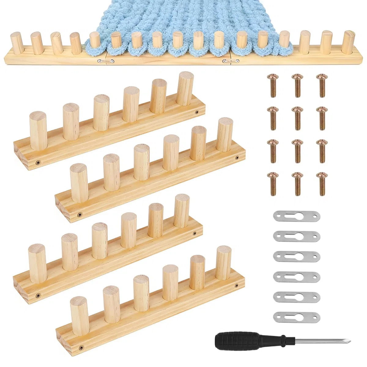 4 Stück Decken-Strickrahmen für Chunky Wolle, 47" Webstühle Für Grobe Decken, Grobe Strickdecke, Rahmenbrett Zum Stricken Von Handdecken, DIY-Webstuhlrahmen, Häkelrahmen für Deckens (120CM)