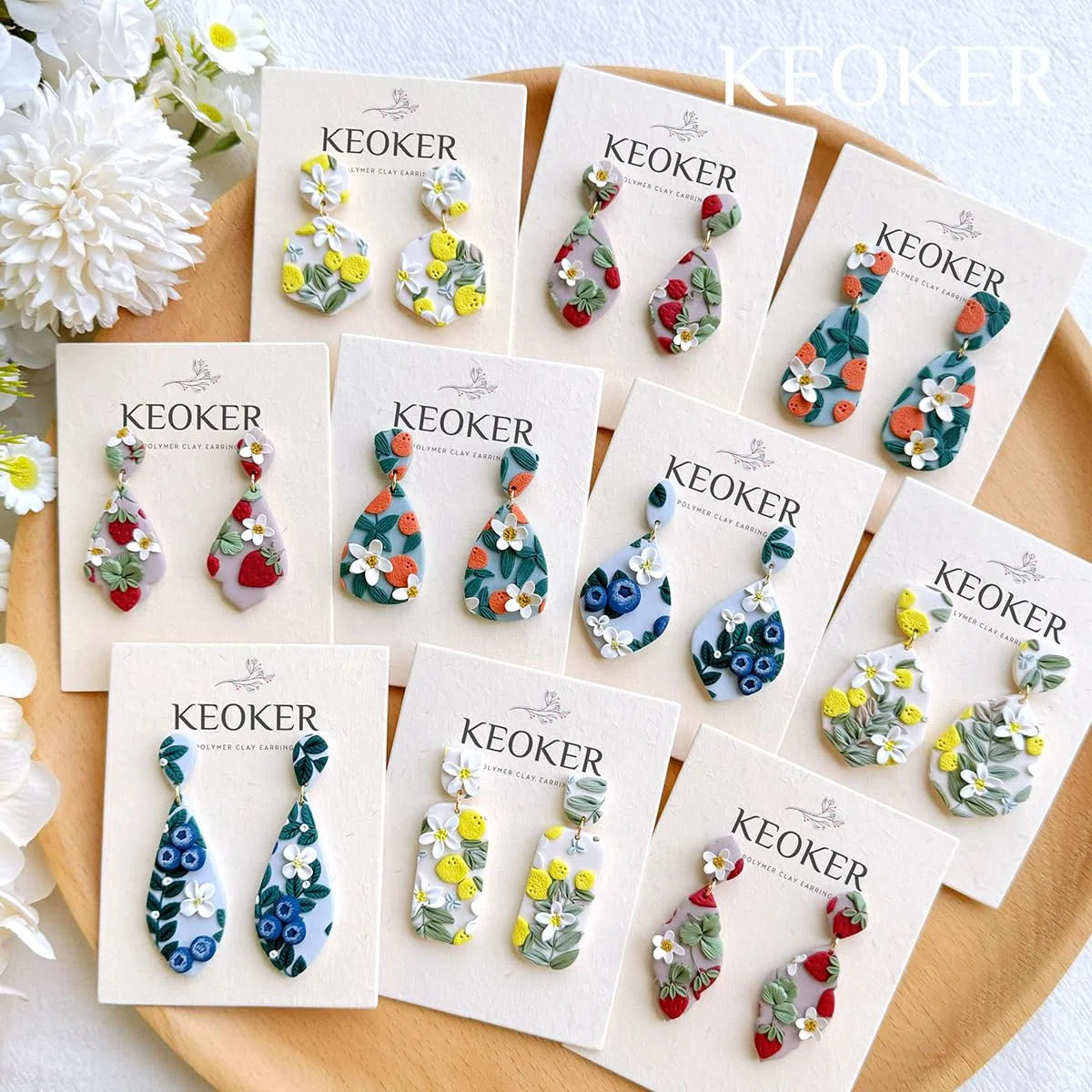 Keoker Tonschneider, organische Polymer-Ton-Schneider für Ohrringherstellung, 20 Formen, florale Polymer-Tonschneider, Nieten, Tonschneider für Polymer-Ton-Schmuck (A+B)