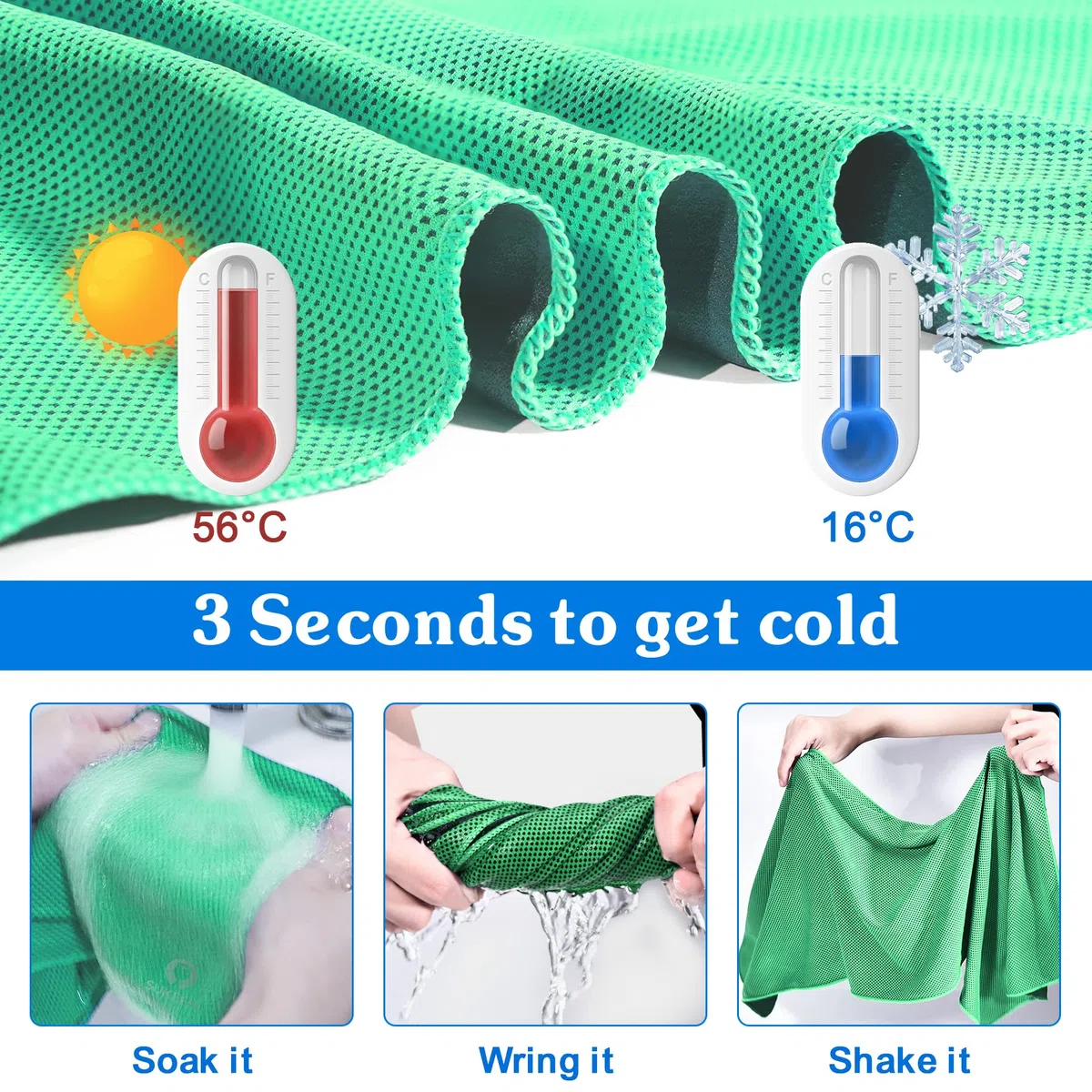 Sukeen Kühlendes Handtuch, 4er Set Kühlhandtuch Cool Towel, Gym Handtuch, Eishandtuch Kühltuch Hals, Kühlendes Handuch Mikrosfaser, Kühlendes Sporthandtuch für Yoga, Strand, Golf, Camping (100x30cm)