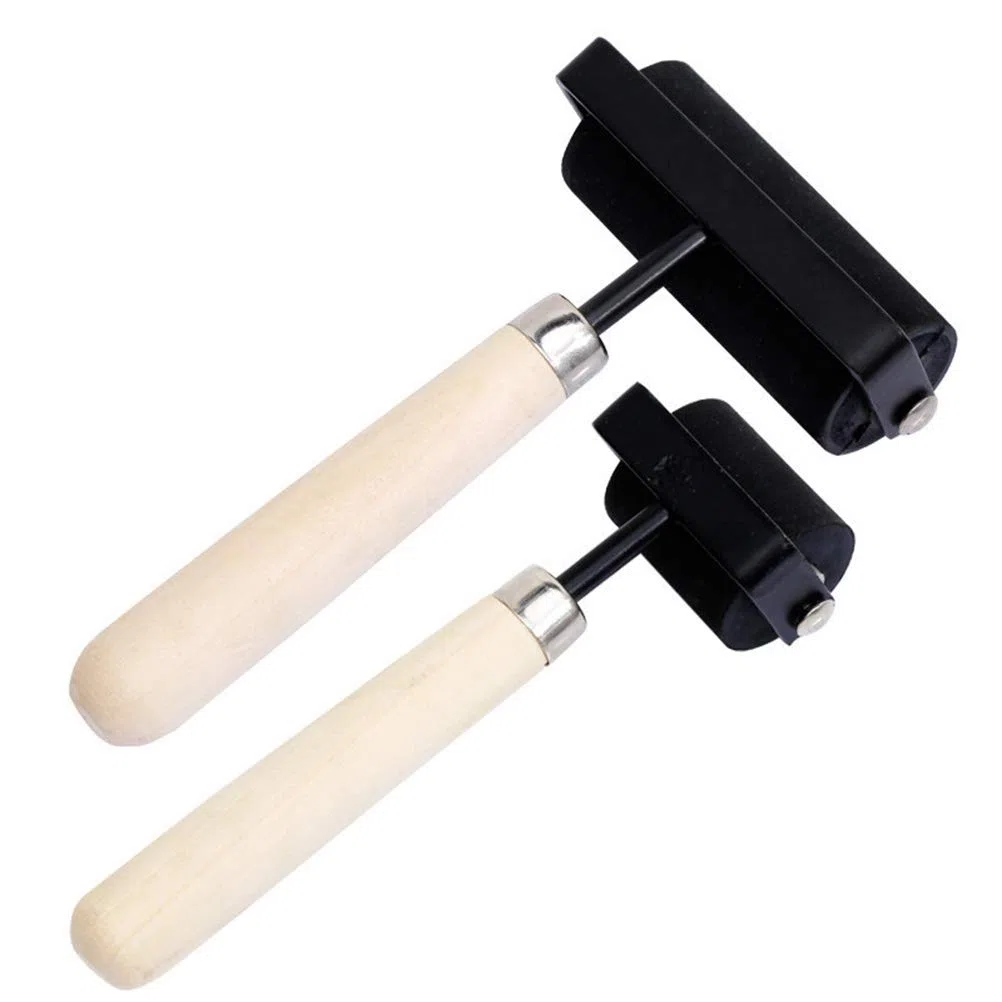 Supvox 2PCS Gummi-Leimwalze mit Holzgriff, Stempelfarbblock zum Drucken, Stempeln, Leimen