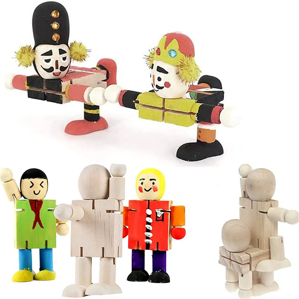 3 Stück Bewegliche Modellpuppe, Holz Figuren, DIY Holzfiguren, Holzpuppe Menschlicher, Linke Holzhand, Zeichnungsmodell Holzhand, für Skizze Dekoration, Handwerk Tischdeko (Einstellbar Form)