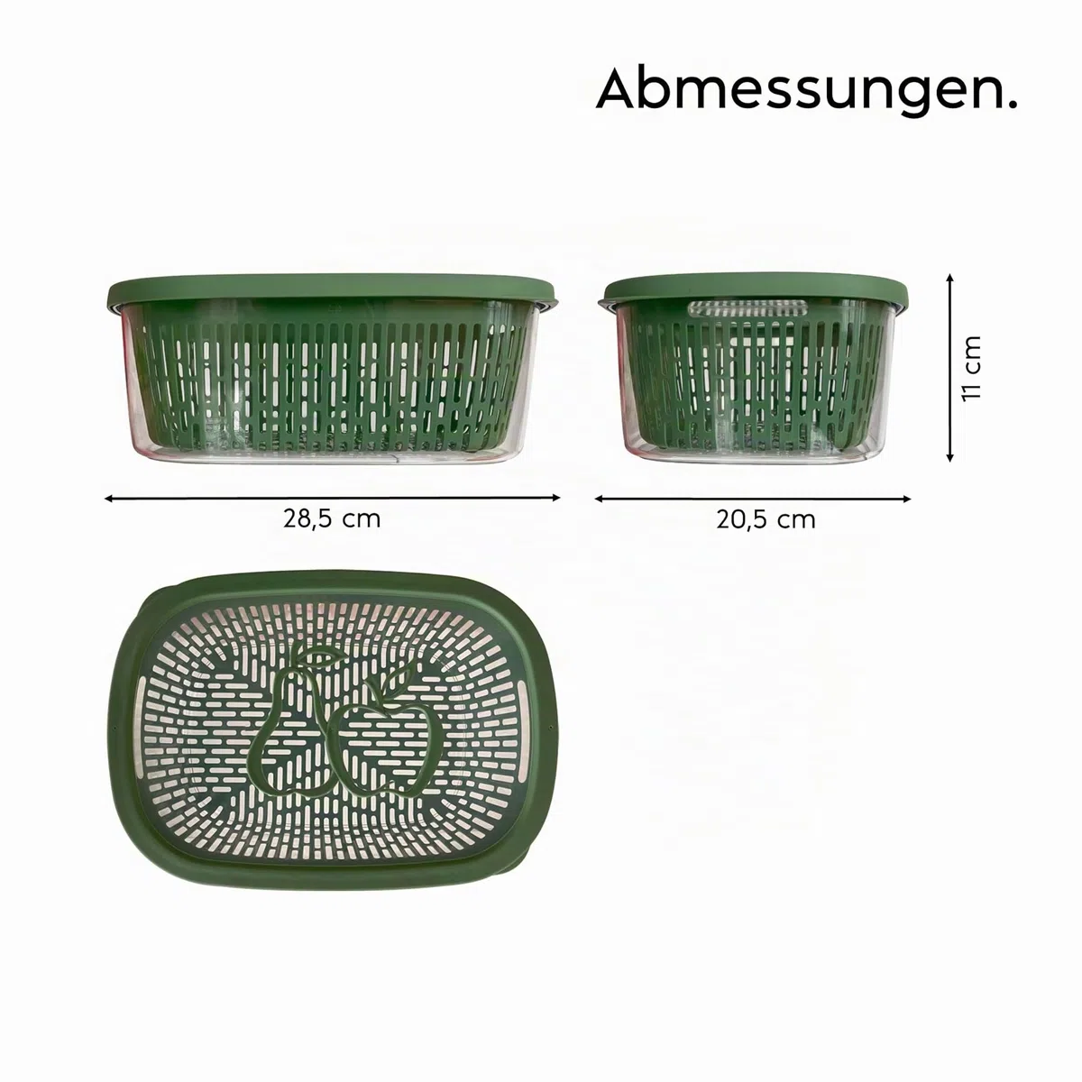 Snips Aroma Keeper Frischhaltedose 4 L mit Abtropfkorb, Vorratsdose für Obst und Gemüse, Lebensmittelbehälter für Kühlschrank und Gefrierschrank, spülmaschinengeeignet, Grün, Made in Italy