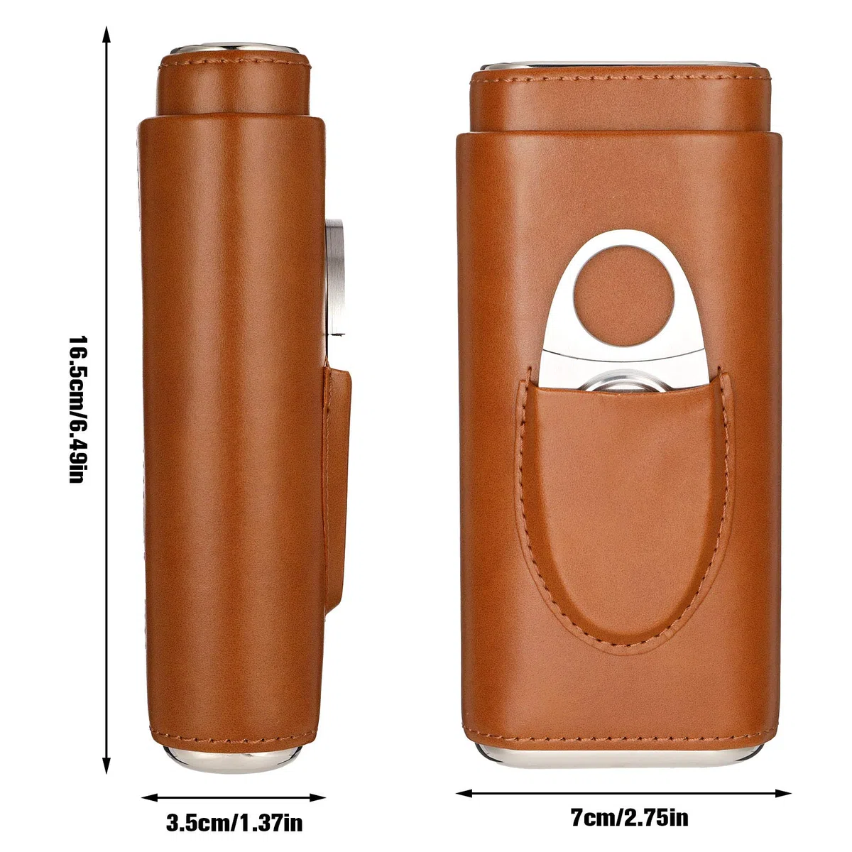Zigarrenetui 3 Zigarren, Leder Zigarren Etuis mit Zigarrenschneider, Tragbarer Humidor Zigarren fr Reise Kurztrips(Braun)