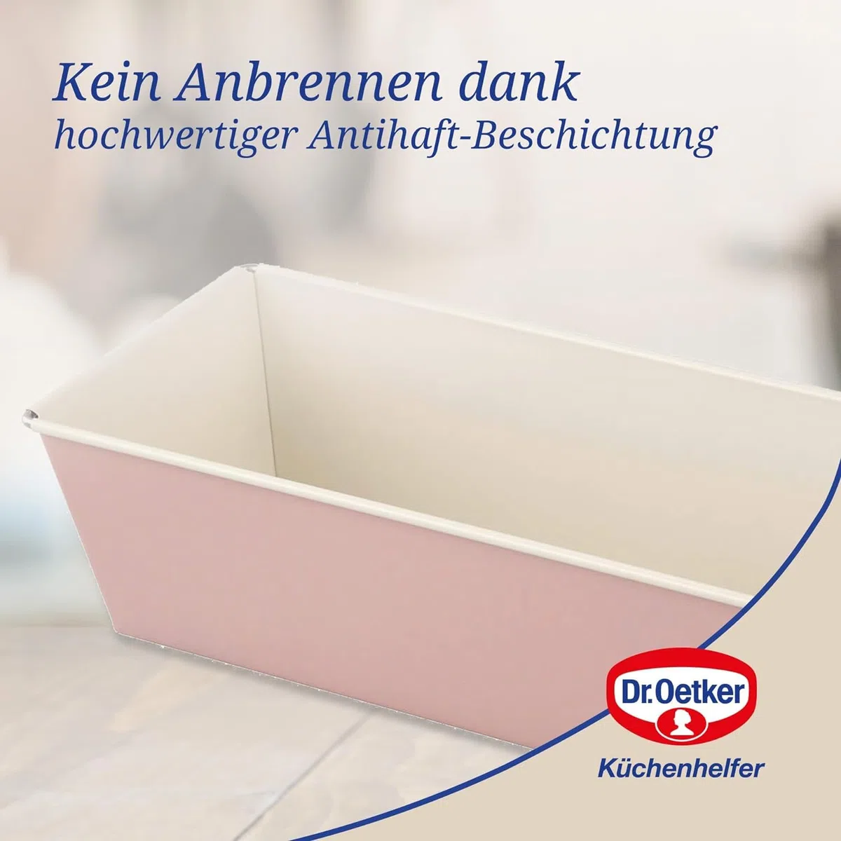 Dr. Oetker Kastenform 25 cm, Königskuchenform aus der Serie Modern Baking - Retro Design mit zweifarbiger, keramisch verstärkter Premium-Antihaftbeschichtung (Farbe: Rosa/Creme), Menge: 1 Stück