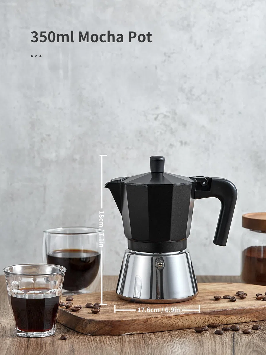 Yabano Espressokocher, Espressomaschine für die Herdplatte, 6-Tassen Moka-Kaffeekocher Italienischer Espresso für Gas- oder Elektro-Keramikherde, Italienischer Kaffeekocher für Cappuccino oder Latte