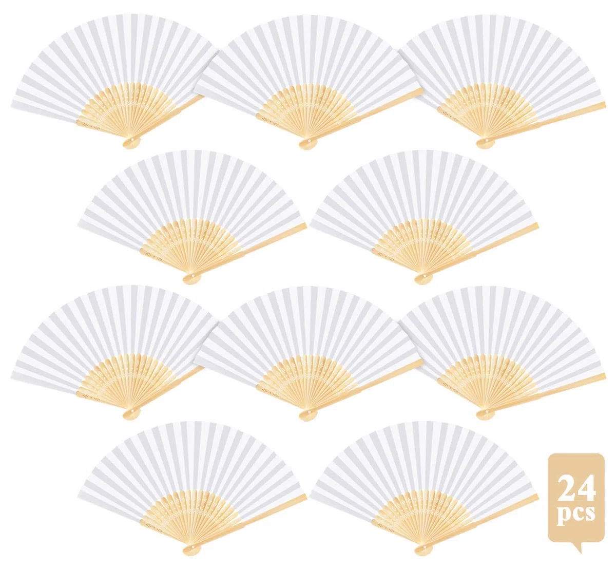 ABSOFINE 24 Stk Handfächer Weiß Papier Fächer Hochzeitsfächer faltbar Taschenfächer Faltfächer Klappfächer Gastgeschenk Für Hochzeit Party Geburttag DIY und Wand Dekoration