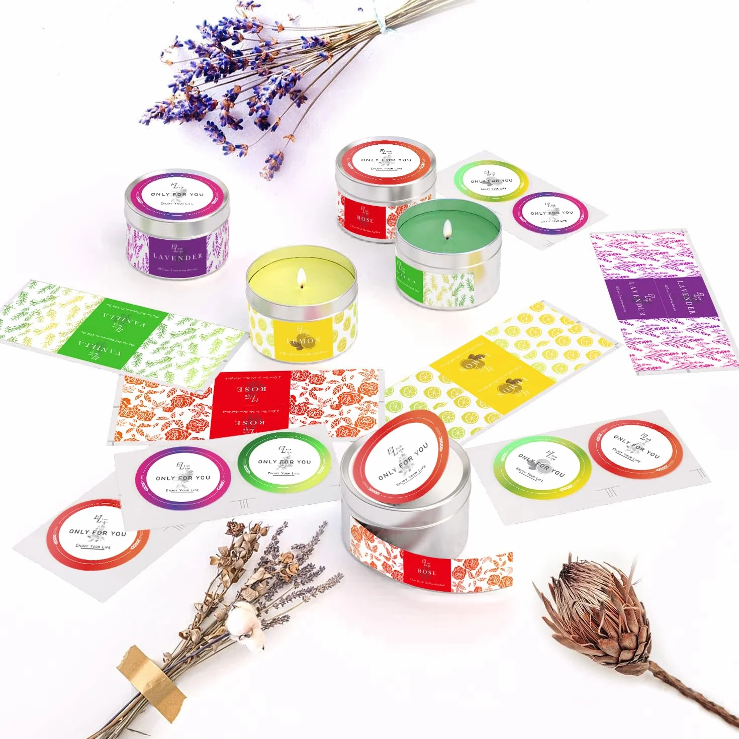ETUOLIFE Kerzen Selber Machen Set,DIY Kerzenherstellung Kit,Duftkerze Geschenke Set mit 480g Sojawachs,Kerzen Schmelztopf,8 Kerzendosen,4 Duftöl,4 Farbblöcken,50 Candle Wicks Aufklebern,16 Stickers