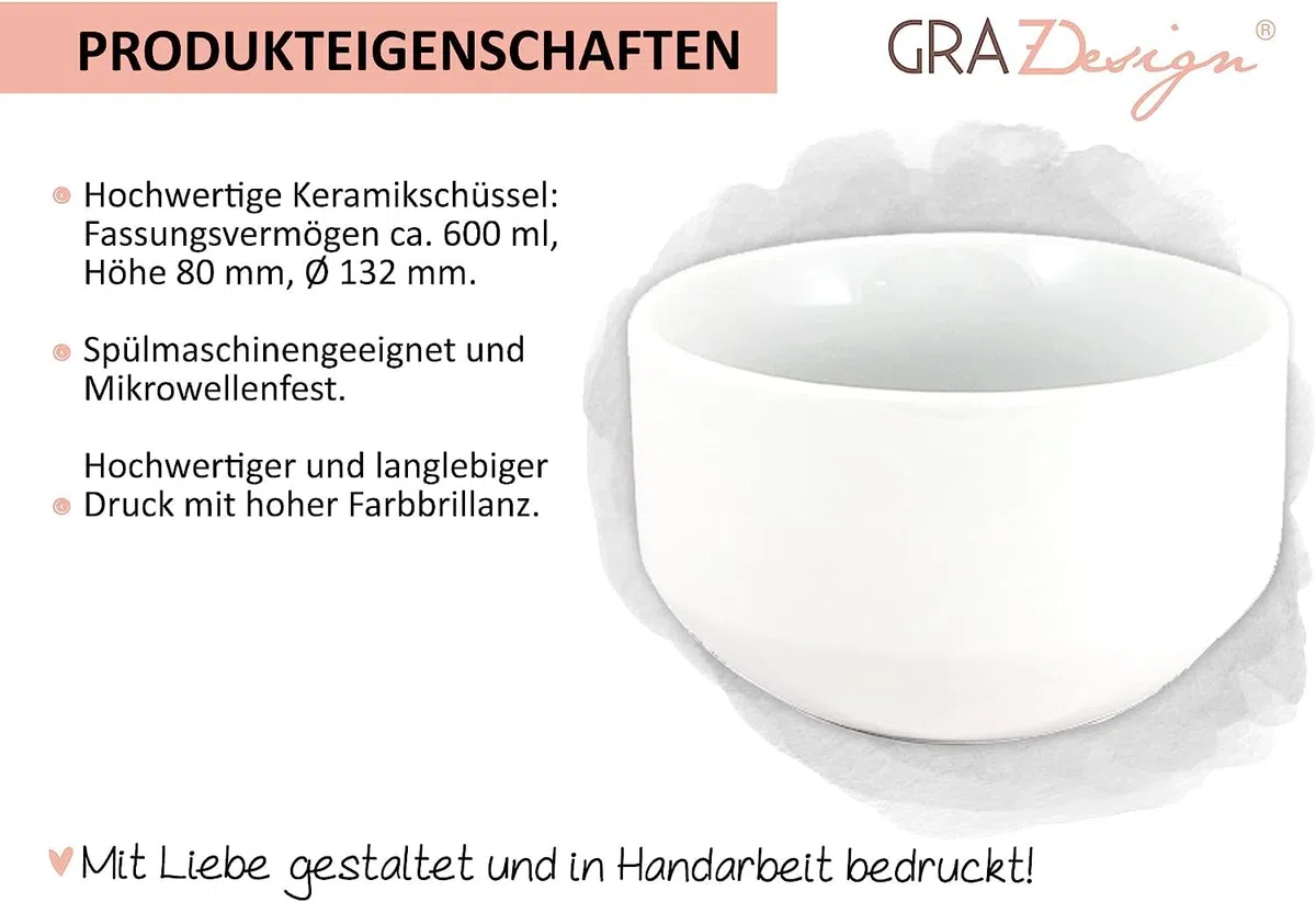 GRAZDesign Müslischale Pferd personalisiert Kinder & Erwachsene, Schüssel für Frühstück, Müsli, Suppe, Kindergeschirr mit Namen, Keramik