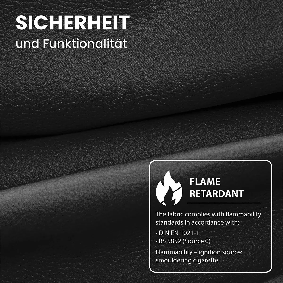 DreamRoots Weiches Kunstleder Meterware, 650 g/m², 140 cm - Wasserabweisend - Polsterstoff & Möbelstoff - Stoffe für Stühle Beziehen - EN 1021-1 Geprüft - OEKO-TEX, Schwarz, 1 m (100 x 140 cm)