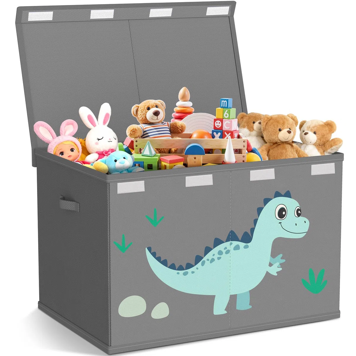 Spielzeugkiste Aufbewahrungsbox mit Deckel Kinderzimmer- 83L Faltbar Groß Spielzeug Aufbewahrung Kinder karton mit Griffen für Mädchen Kinderzimmer Bücher Schlafzimme(Dinosauriermuster)