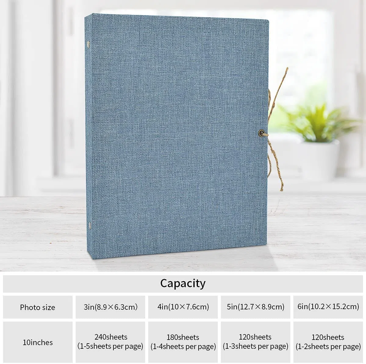 Fotoalbum zum Selbstgestalten 60 Schwarze Seiten, DIY Fotoalben Leinen Nachfüllbar Scrapbook Fotobuch Gästebuch, Geburtstag Jahrestag Geschenk für Frauen Männer (Blau)