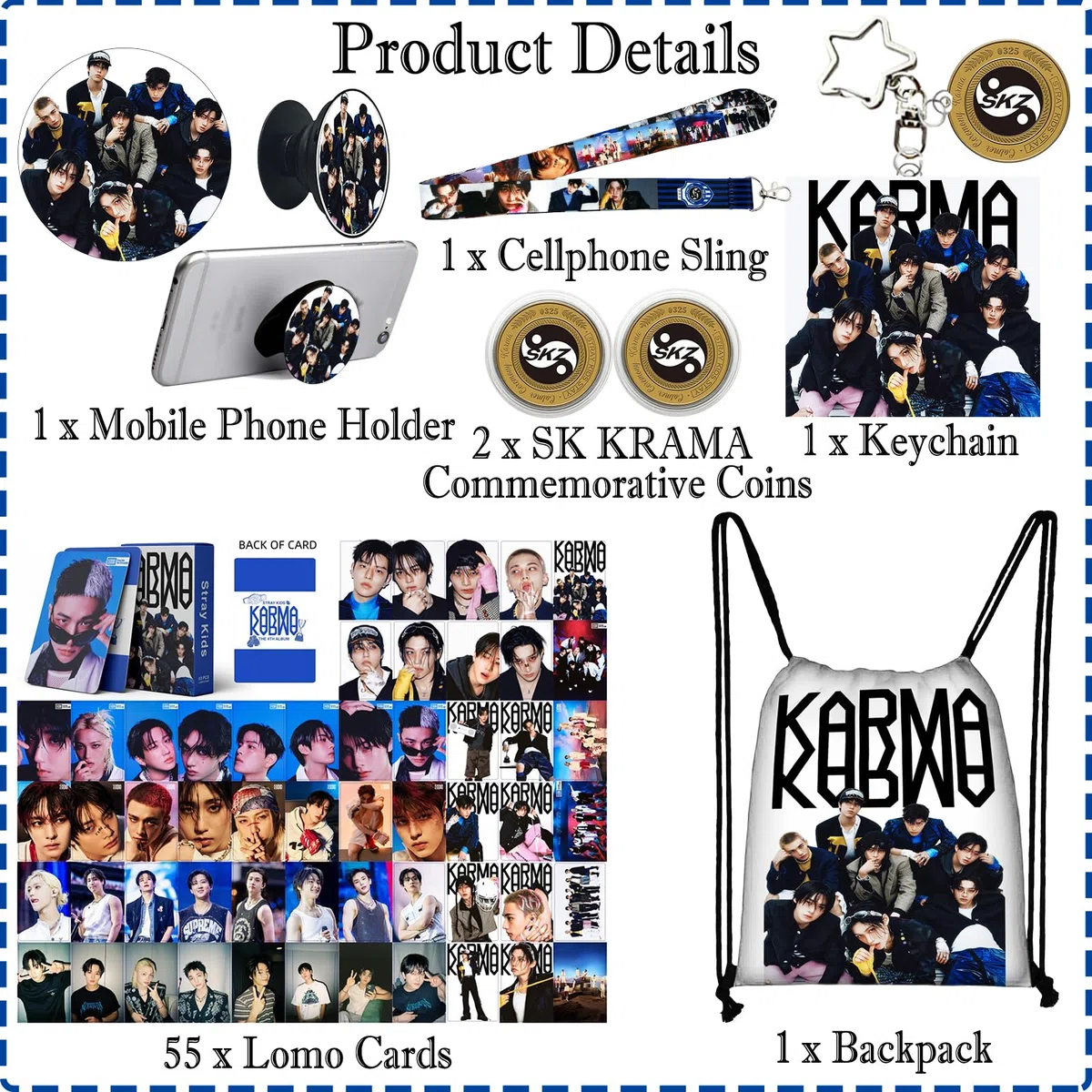 Stray Kids Merch Kpop Fanartikel Geschenk-Set, SKZ Krama Merchandise Fans Gift Set für Stay, SK New Ablum Rucksack (SK KRAMA RUCKSACK)