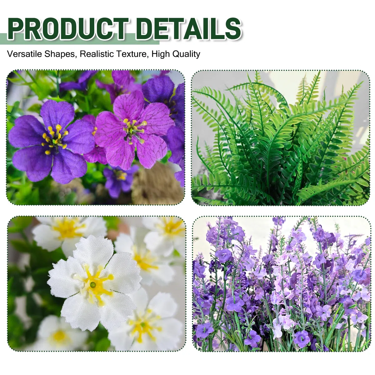 18 Künstliche Blumen Balkon Kunstblumen Wie Echt Wildblume Zweige Wetterfest Balkonpflanzen Outdoor Pflanzen Frühlings-Sommer Blumenstrauß Fake Seidenblumen für Topf vase Innen Außen