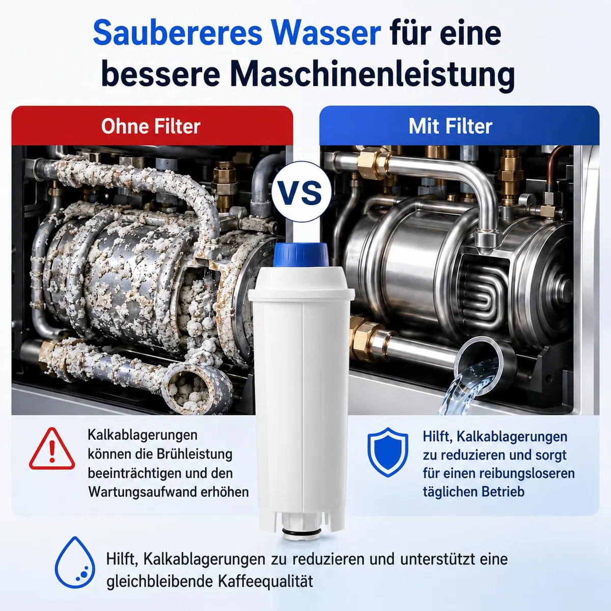 Wasserfilter, Ersatz für Delonghi DLSC002 Filter, kompatibel mit Delonghi Dinamica, Magnifica S, Eletta Explorer, ETAM Autentica EPAM und ECAM-Serie Kaffeeautomat