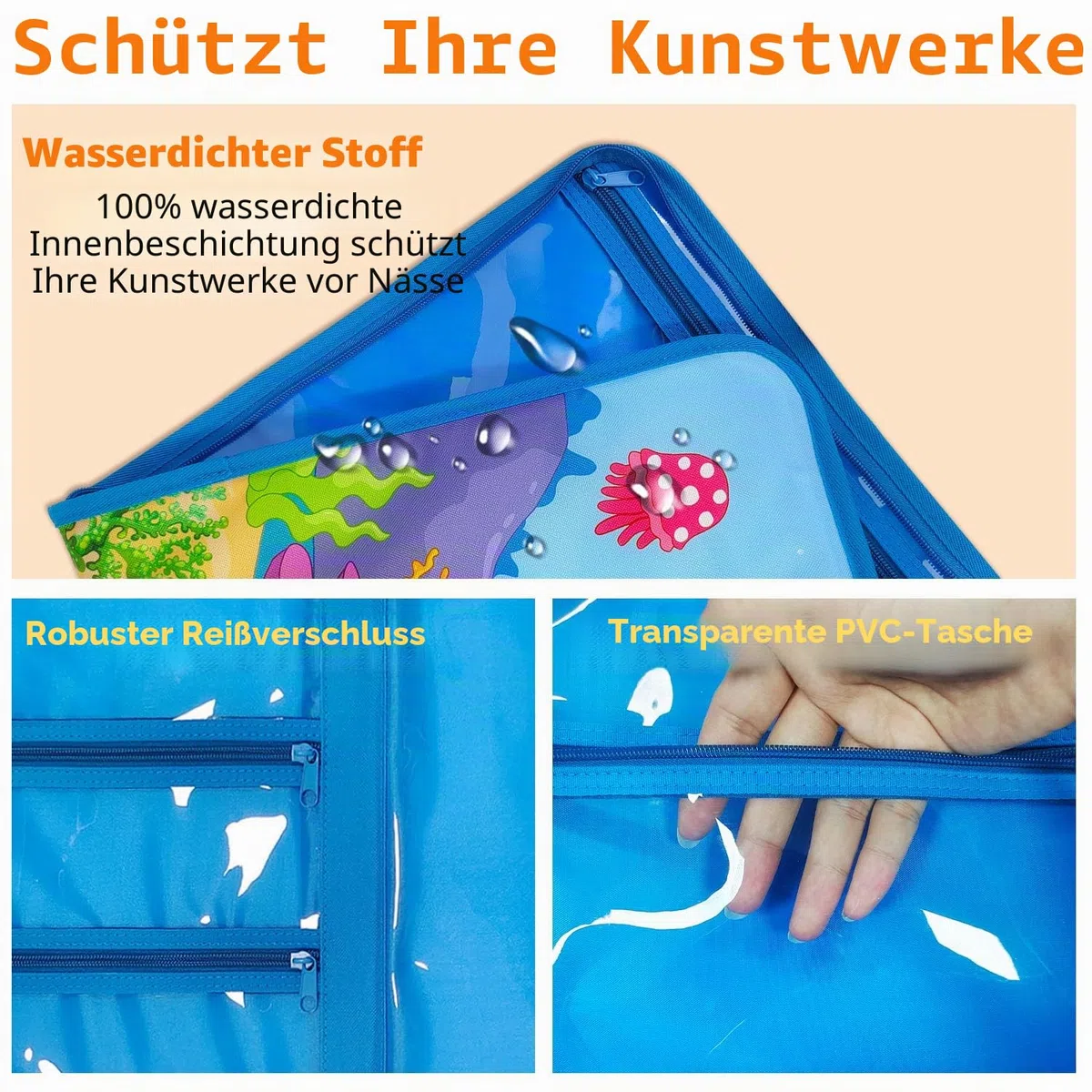 Boczif Kunst-Portfolio-Tragetasche, 45,7 x 35,6 cm, für Kinder und Studenten, Aufbewahrung von Malstiften, Kunstwerken, Skizzen und Zeichenmaterialien