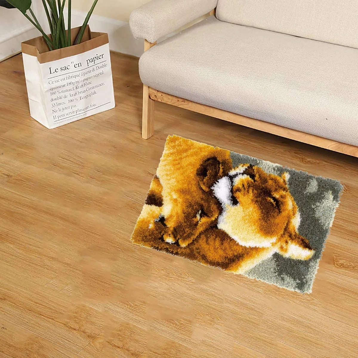 Knüpfset DIY Kreuzstich Knüpfen 3D Teppich Tapisserie Für Erwachsene Kinder Anfänger Kreatives Geschenk Latch Hook Kit Tier 52Cmx38cm