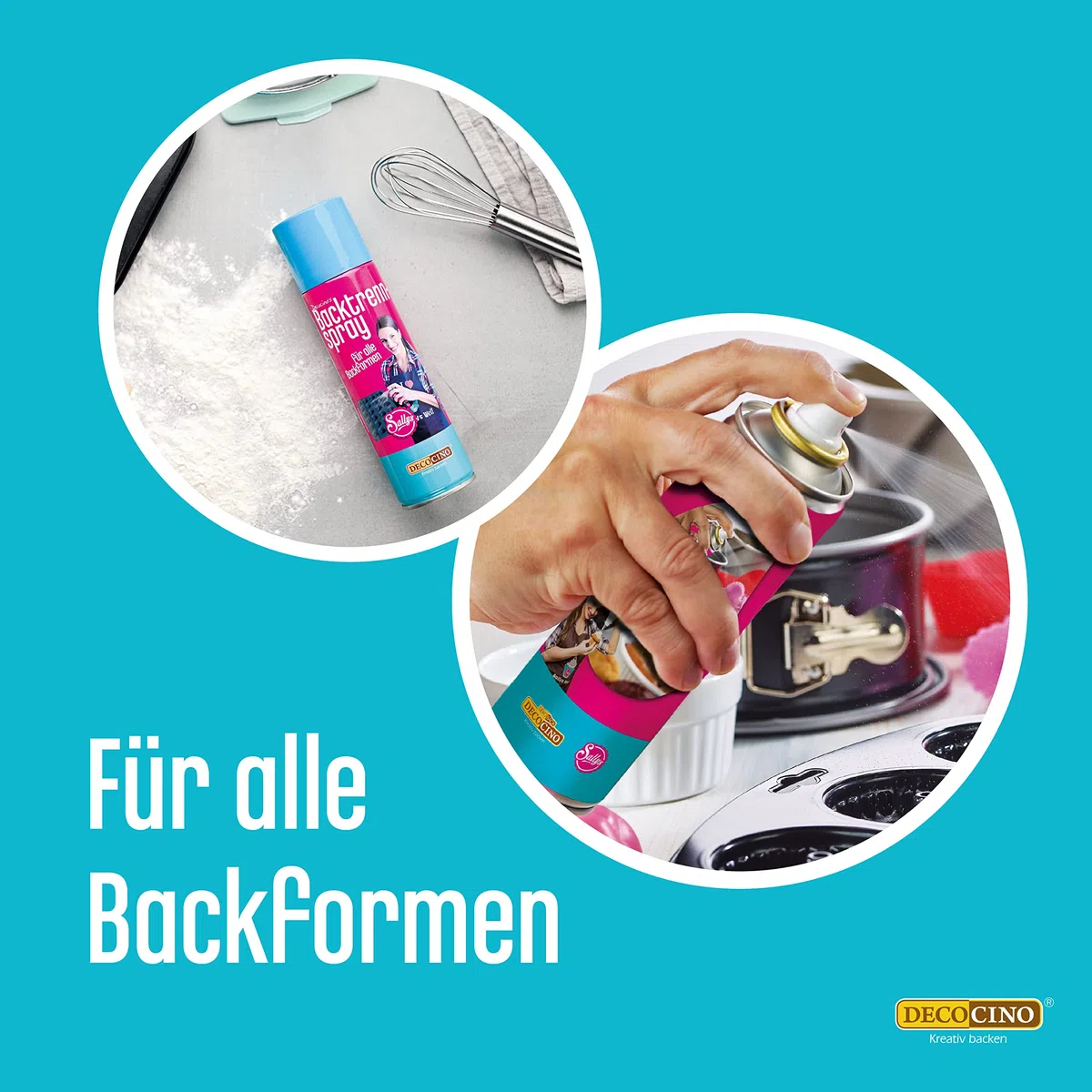 Decocino Backtrennspray – 200 ml – pflanzliches Backspray zum Einsprühen & Einfetten von Backformen, Silikonformen, Waffeleisen, Sandwich-Makern uvm. – ohne Palmöl & 100% vegan (Packung mit 2)