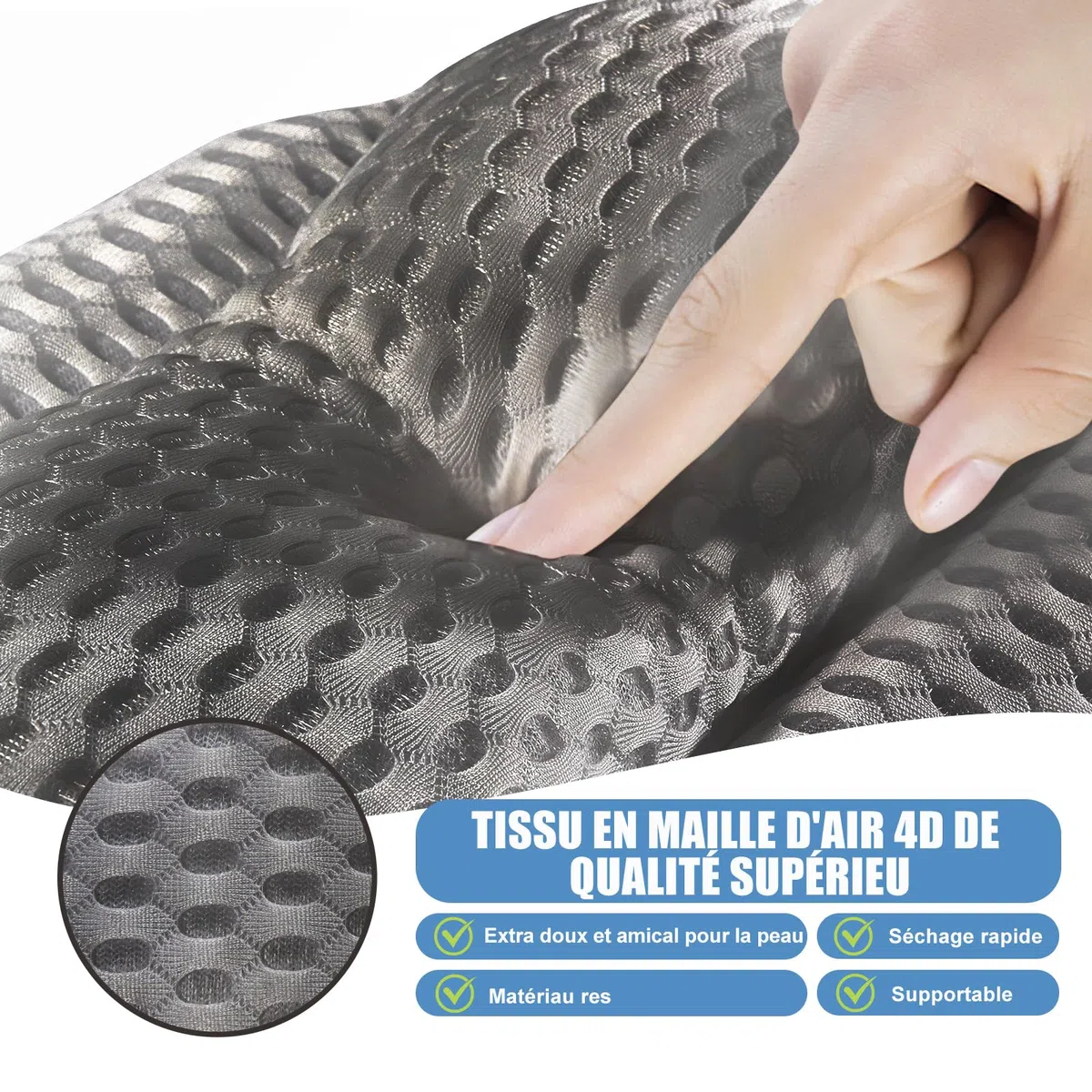 Badewannenkissen mit 6 Saugnäpfen & Haken - Ergonomisches Nackenkissen mit Memory-Schaum & 4D Air Mesh, Schnelltrocknend, Für alle Badewannen (Grau)