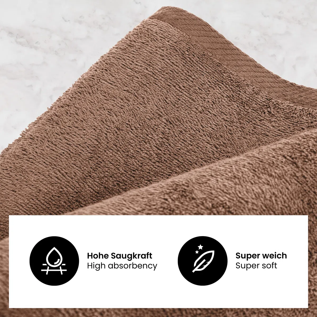 BaSaTex - Handtuch Set für Haushalt & Gäste 4er Pack - Frottee-Handtücher mit Aufhängeschlaufe aus weicher Baumwolle in 50x100cm - Waschtücher für Bad Öko-Tex Standard 100 Zertifiziert - Sandstone