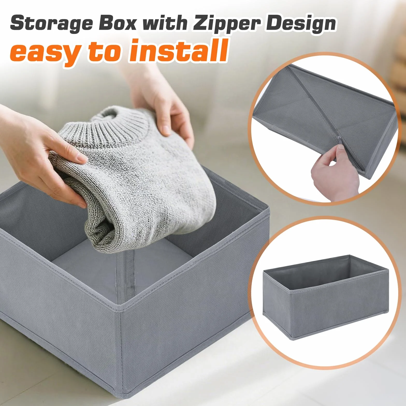 12 er Schubladen Organizer, Schrank Organizer Kleiderschrank Wickeltisch Organizer, Faltbare Malm Küchen Haus und Küche Aufbewahrungsboxen (Grau)