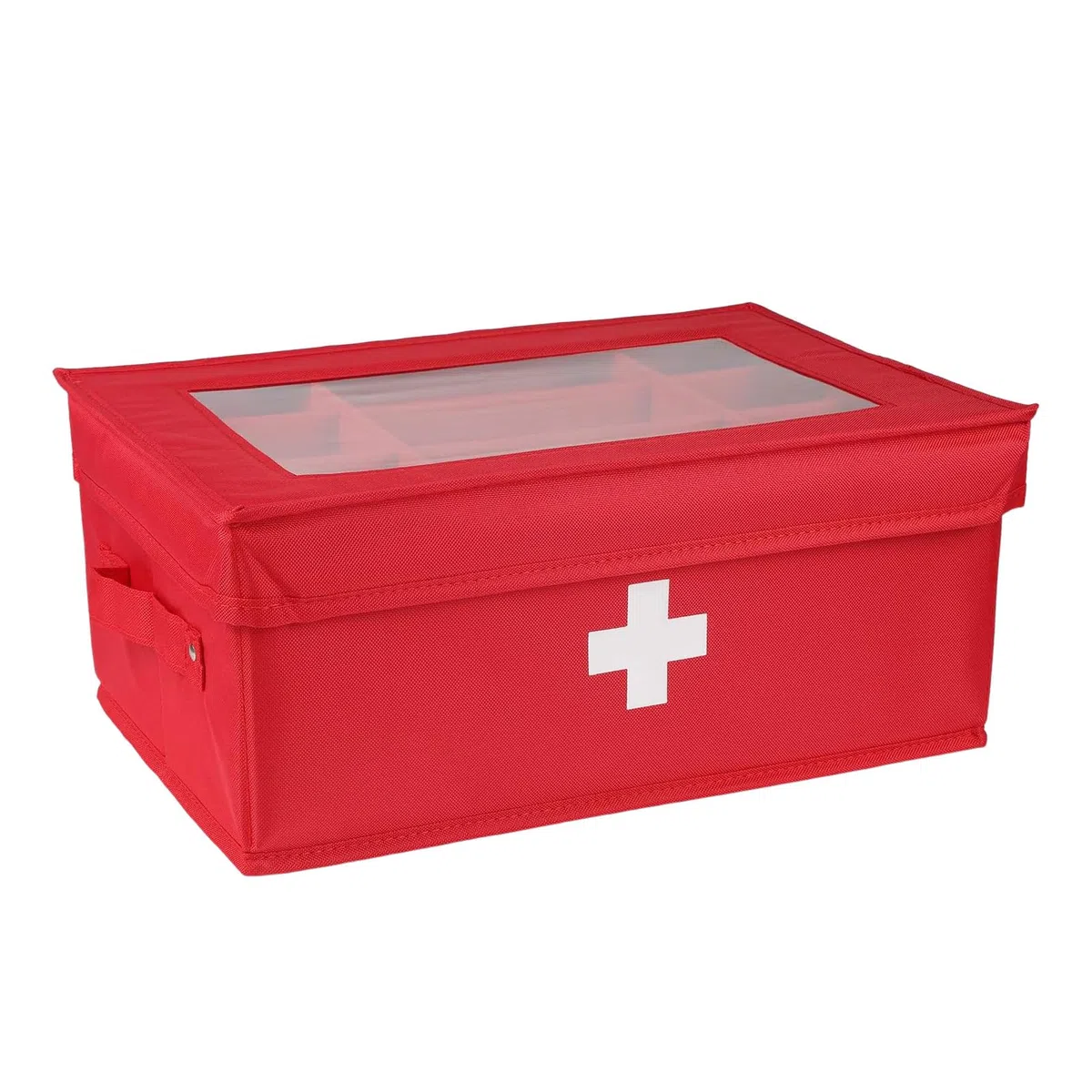 Hausapotheke Box mit Fächern und Griff – Medizinbox aus Stoff mit Deckel und herausnehmbaren Trennwänden – Praktischer Medizin Organizer für Zuhause Auto Reise und Büro