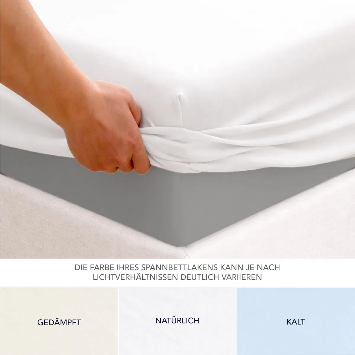 Dreamzie Spannbettlaken 200x200 cm, 100% Baumwolle Jersey dehnbar, Spannbetttuch Bettlaken, Steghöhe 30 cm für Matratzen bis 27 cm, Oeko-Tex Zertifiziert, Hypoallergen, Weiß