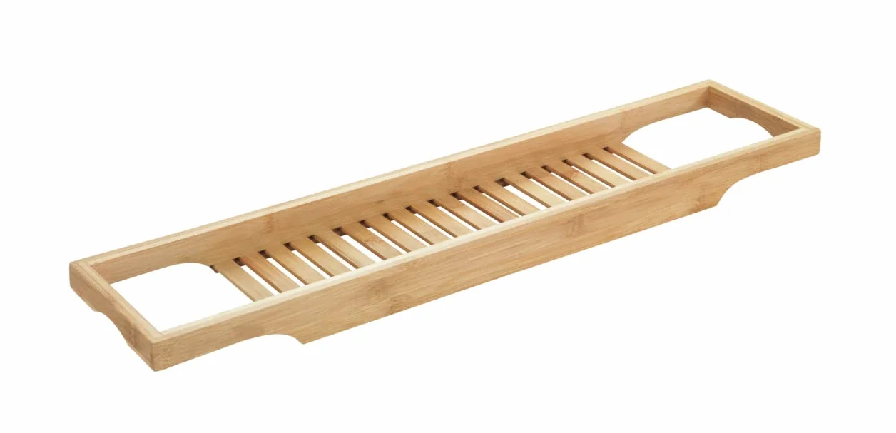 WENKO Badewannentablett Bambusa aus hochwertigem Bambus mit praktischer Ablagemöglichkeit für Badutensilien, geräumiger Wannenaufsatz, nachhaltige Badewannenauflage, 70 x 4,5 x 16 cm, Natur
