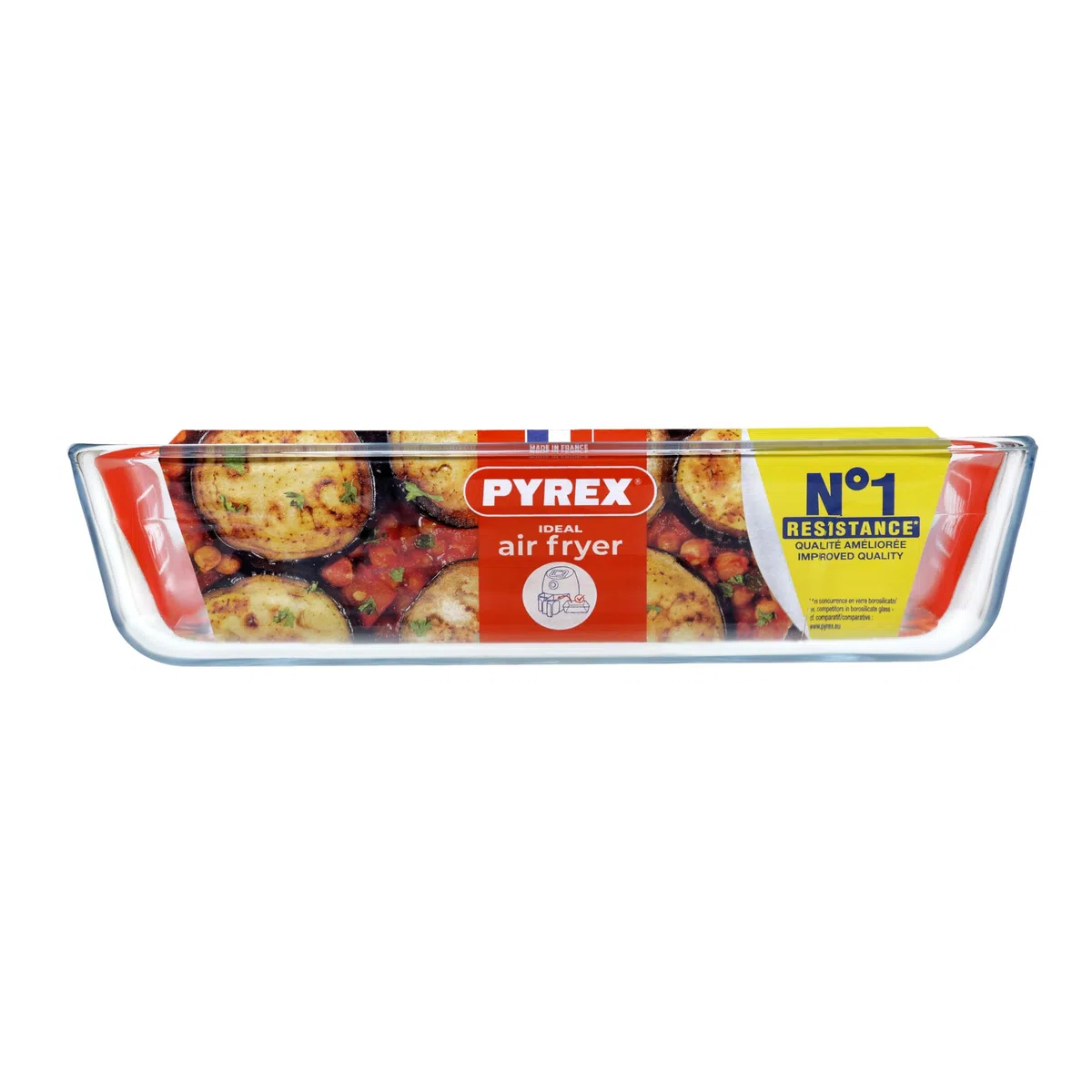 PYREX, Ideal Airfryer, rechteckige Auflaufform, Borosilikatglas, 19 x 14 cm, gleichmäßiges Kochen, leicht zu reinigen