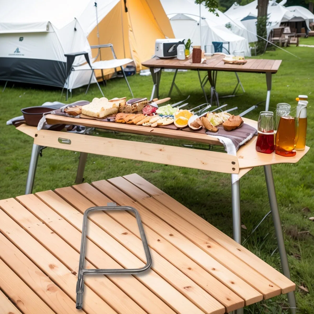 304 Edelstahl-Brennerrohr 56 cm für Weber Q300 Q320 Q3000 Q3200 BBQ Grill Ersatzkomponente, Brenner-Set mit Installations-Hardware, hitzebeständige Grillteile Grillbrenner (C)
